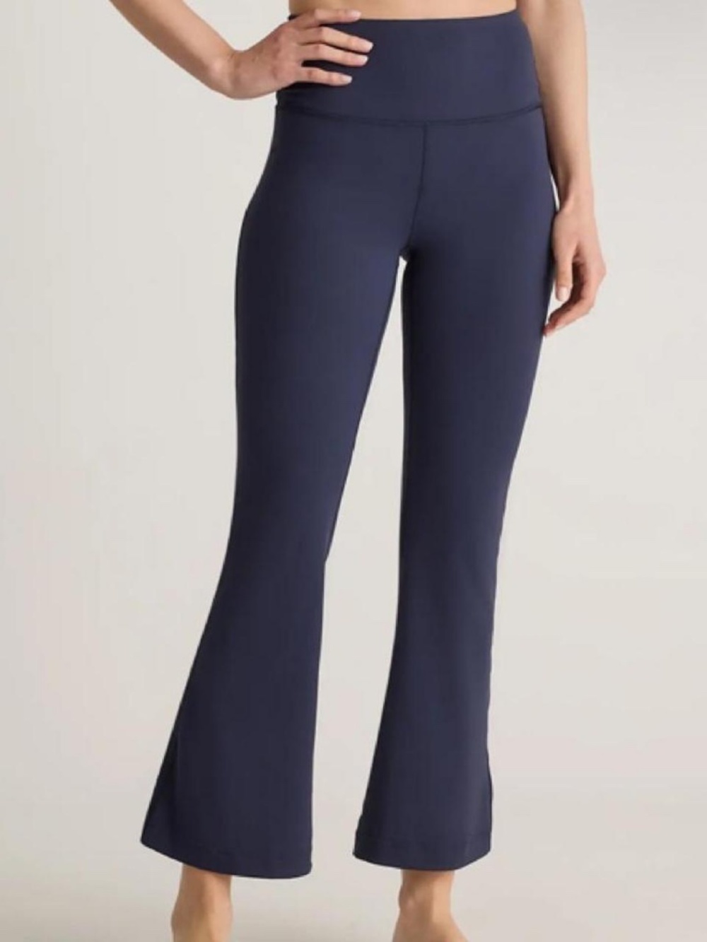 Quince Navy Boot-Cut Cropped Flare Yoga Pants Large Navy